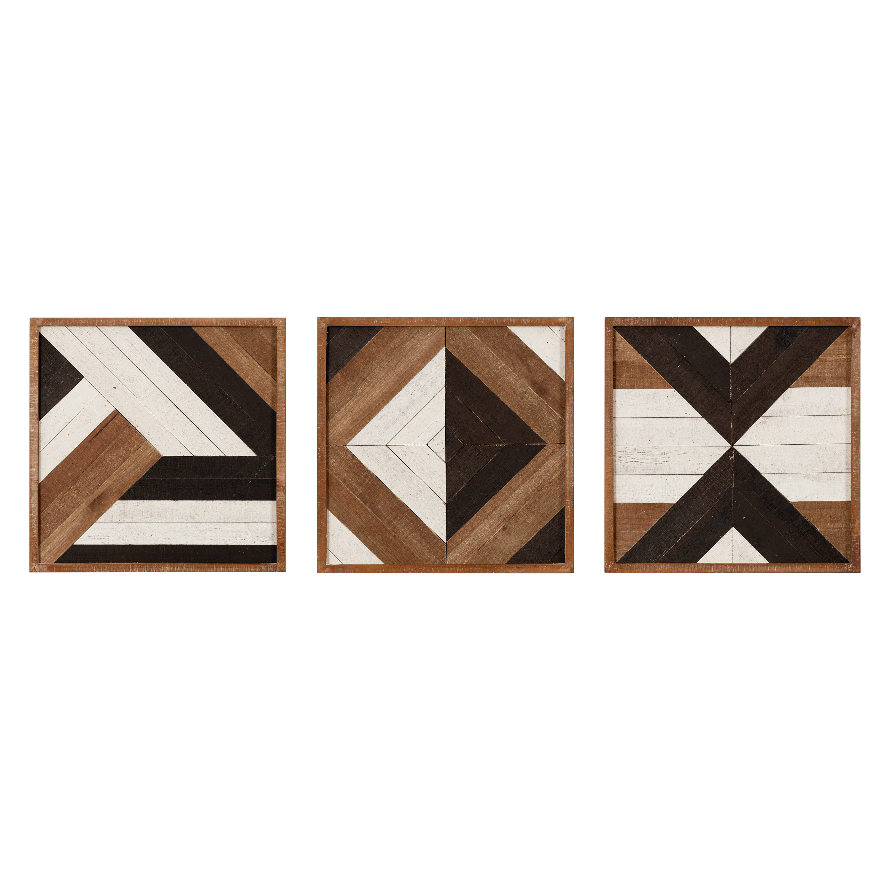 Kate and Laurel Ballez Boho Wood Art Set, Set of 3, Multicolored, Decorative Rustic Plaque Collection for Wall