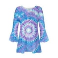 thumbnail image 4 of CYMMPU Loose Fit Button V Neck Flare Sleeve 3/4 Sleeve Tie Dye Blouses for Women Dressy Casual T-Shirts Fall Fashion Shirts Spring Tops Empire Waist A Line T-Shirts S, 4 of 5