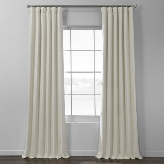 Half Price Drapes Ecru Italian Faux Linen Hotel Blackout Curtains for Bedroom (1 Panel), 50W X 108L