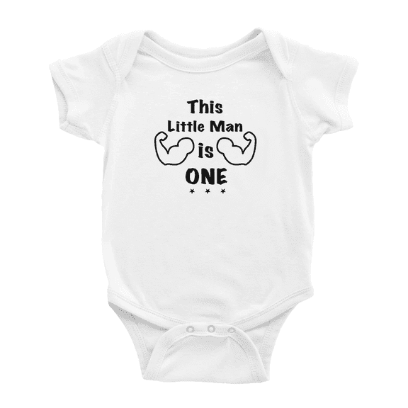 This Little Man Is One 1st Birthday Funny Baby Clothes Bodysuits Boy Girl Unisex