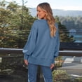 thumbnail image 4 of IDOPIP Womens Oversized Crewneck Sweatshirts Long Sleeve Side Slits Pullover Tops 2024 Fall Clothes, 4 of 5