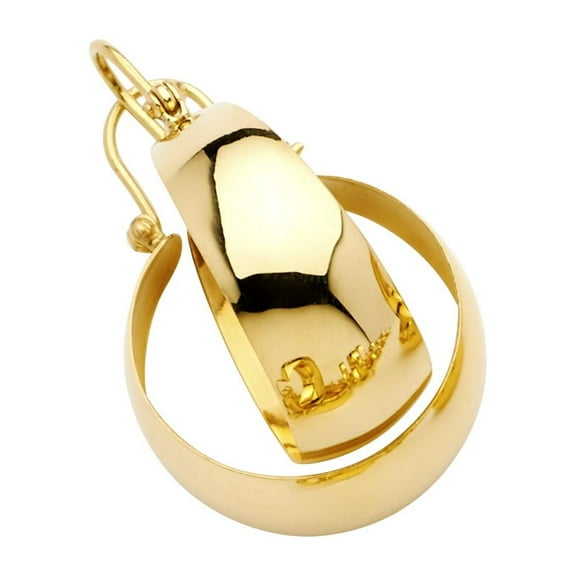 14k Yellow Gold Hoop Wide Chunky Earrings Jewelry Female Unisex