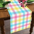 thumbnail image 4 of Linen Easter Blue Pink Yellow Buffalo Check Plaid Table Runner 72 Inches Long Spring Summer Holiday Farmhouse Table Decor for Dining Room Kitchen Home Party, 4 of 6