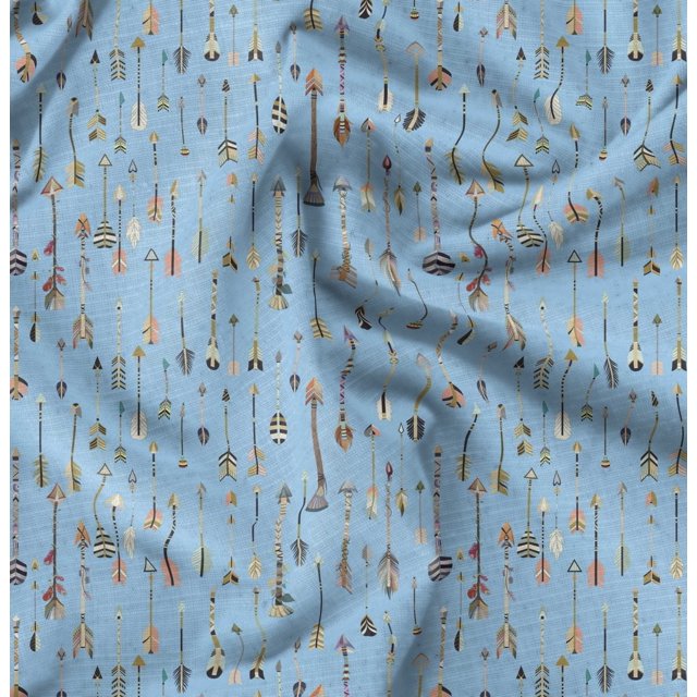 Soimoi Blue Poly Georgette Fabric Arrow Tribal Fabric Prints By Yard 52 Inch Wide