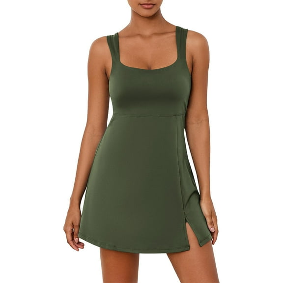 Tennis Dress for Women,Womens Workout Dress Shorts with Pockets Summer Sleeveless Athletic Workout Golf Mini Active Romper Dress Build In Bra Outdoor Going Out Tennis Golf Outfits