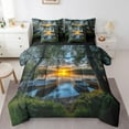 thumbnail image 1 of Erosebridal Rustic Lake House Bedding Sets Twin Size, Countryside Lake Boat Botanical Tree Comforter Sets with Sheets, Reversible 7-Piece, 1 of 5