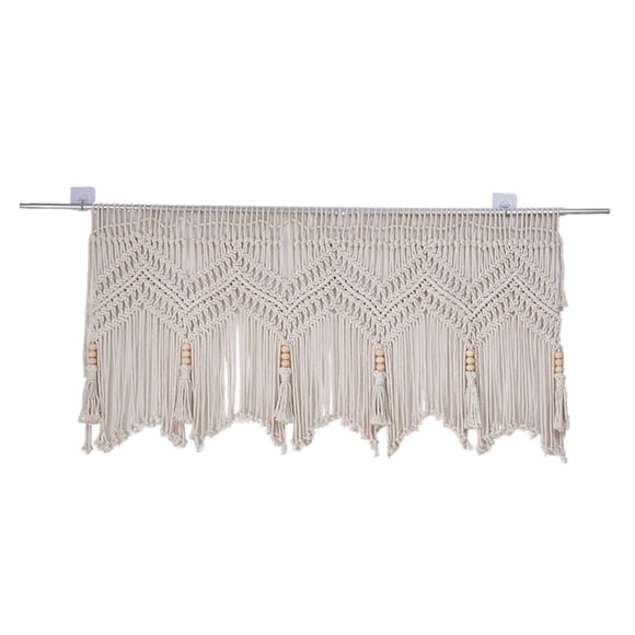 Doorway Curtains Wall Hanging Window Curtain Panels Closet Room Divider Boho Wedding Decor Backdrop Boho Kitchen Valance (Ivory White, 52''W x 21''H)