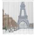 thumbnail image 3 of Ambesonne Winter Shower Curtain, Eiffel Tower in Snow, 69"Wx70"L, White Brown Green, 3 of 3