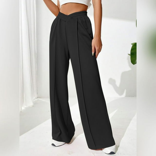 Simua Women Sweat Pants Casual Solid Color Wide Leg Lounge Pants