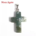 thumbnail image 2 of MATROOY Natural Quartz Crystal Cross Pendant Crucifix Shape Stone Jewelry making-Moss Agate-1PC, 2 of 3