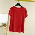 thumbnail image 4 of Wyobmus Women's Pajama Tops Tag Free Sleep Shirt Solid Color Short Sleeve Base Shirt Thin T-Shirt Burgundy, 4 of 8