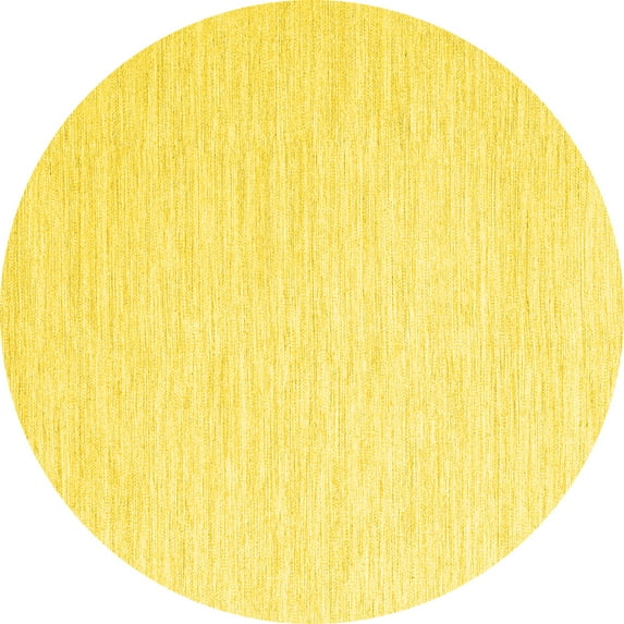 Ahgly Company Indoor Round Solid Yellow Modern Area Rugs, 4' Round