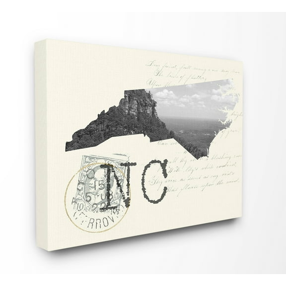 The Stupell Home Decor North Carolina Black and White Photograph on Cream Paper Postcard Canvas Wall Art