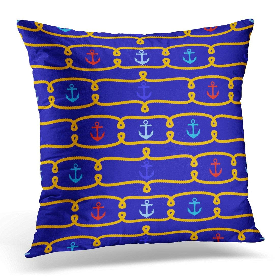 ARHOME Navy Anchor Tileable Nautical Boat Pillow Cover 16x16 Inches