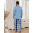 thumbnail image 4 of U2SKIIN Mens Pajama Set Long Sleeve, Pajamas Made from Bamboo Pulp Viscose and Cotton Lightweight PJS for Men（Grey Blue+Royal Blue Plaid，XL）, 4 of 5