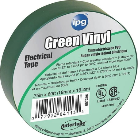 Intertape 85827 Electrical Tape, 3/4 in W x 60 ft L, 600 V, Green