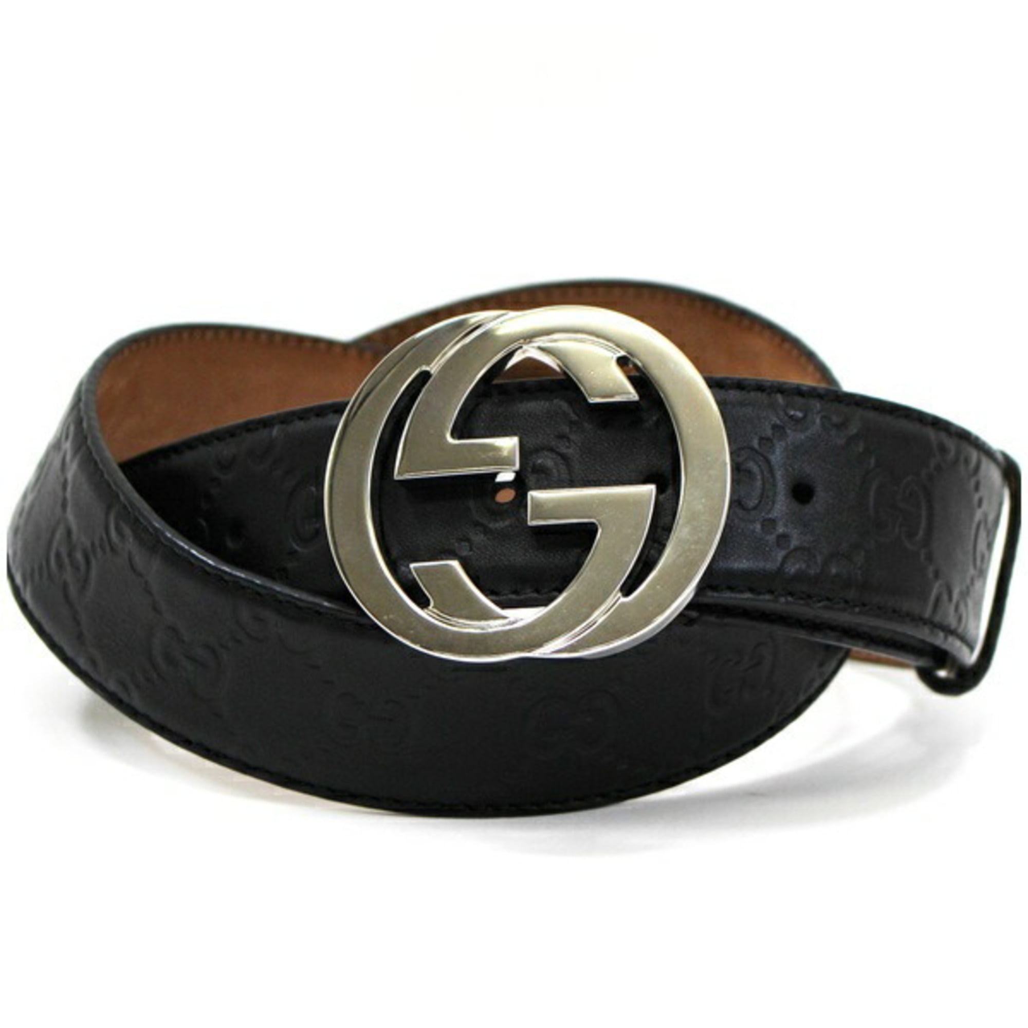 Used Gucci sima interlocking G leather belt black 114984 total length 117 cm waist 90107 5