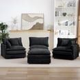 thumbnail image 2 of 105" Modular Sectional Sofa with Deep Seat, Chenille L-Shaped Couch with Removable Ottoman, Cloud Sectional Couch with Pillows for Living Room, Black, 2 of 8