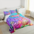 thumbnail image 3 of Manfei Ocean Mermaid Bedding Comforter Set,Colorful Sea Coral Twin Comforter Sets,Gold Glitter Print Bedding Set For Girls,Luxury Bedroom Decor Reversible,2 Pieces, 3 of 8