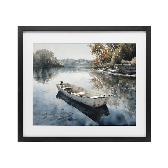 Stupell Industries Coastal Boat Ride Through Autumn Reflections Black Framed Print Under Glass, 16 x 13, by Franklyn Gregory