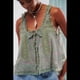 thumbnail image 4 of Blusas de Verano Bohemias con Lazo Frontal para Mujer, Blusas Playeras de Encaje con Botones, Sin Mangas, de de , Y2k 2025, Verde L, 4 of 6