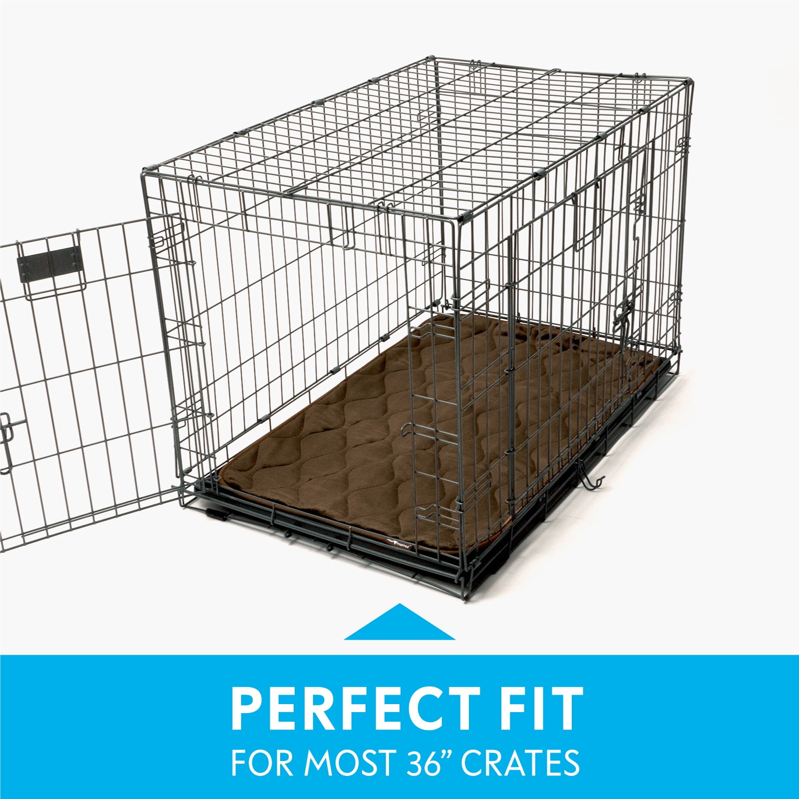 Paw Inspired Washable 36" Dog Crate Mat, Size 35x22 Inch, Waterproof Dog Crate Kennel Bed Anti-Slip Bottom Leakproof Pads (Dark Brown)