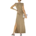 thumbnail image 4 of SAYOO Vestido de Verano para Mujer con Abertura Larga 2022, Color sólido Liso Sin Mangas con Cuello en O Irregular Dividido Vestido Hueco, Fiesta de Verano para Mujer/Club/Bar Estilo Trajes Largos SAYOO  casual, 4 of 5