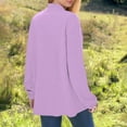 thumbnail image 4 of Fanxing Women's Chic Knitted Cardigan Casual Open Front V Neck Oversized Sweater Shrug Fall Jacket with Pocket Purple M, 4 of 7