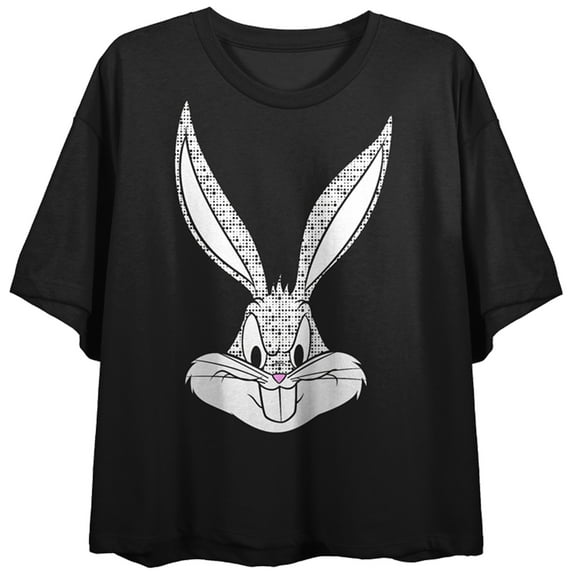 Looney Tunes Bugs Bunny No Attitude Hare Crew Neck Short Sleeve Women's Black Crop Top-XL