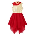 thumbnail image 3 of YONGHS Girls Sleeveless Praise Dance Dress Liturgical Lyrical Worship Dancewear Church Gown Red 12, 3 of 7