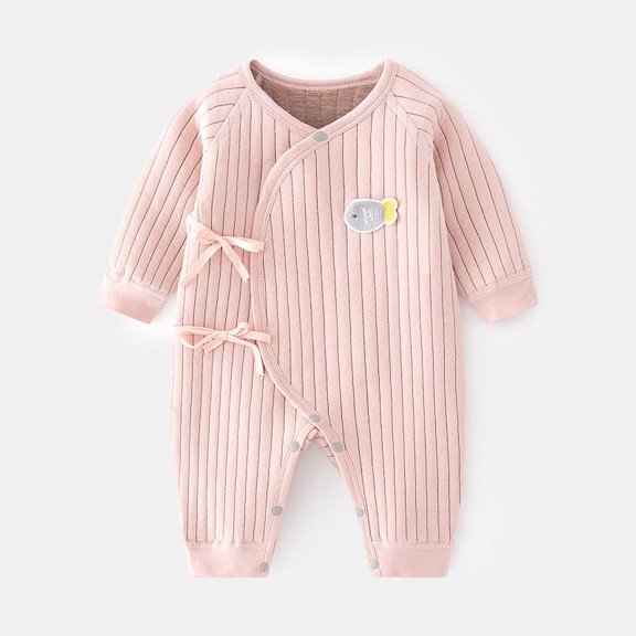 Yidarton Baby Jumpsuit Baby Warm Cotton Padded Newborn Clothes Autumn And Winter Ha Clothes Boneless Climbing Clothes Newborn Underwear Pink