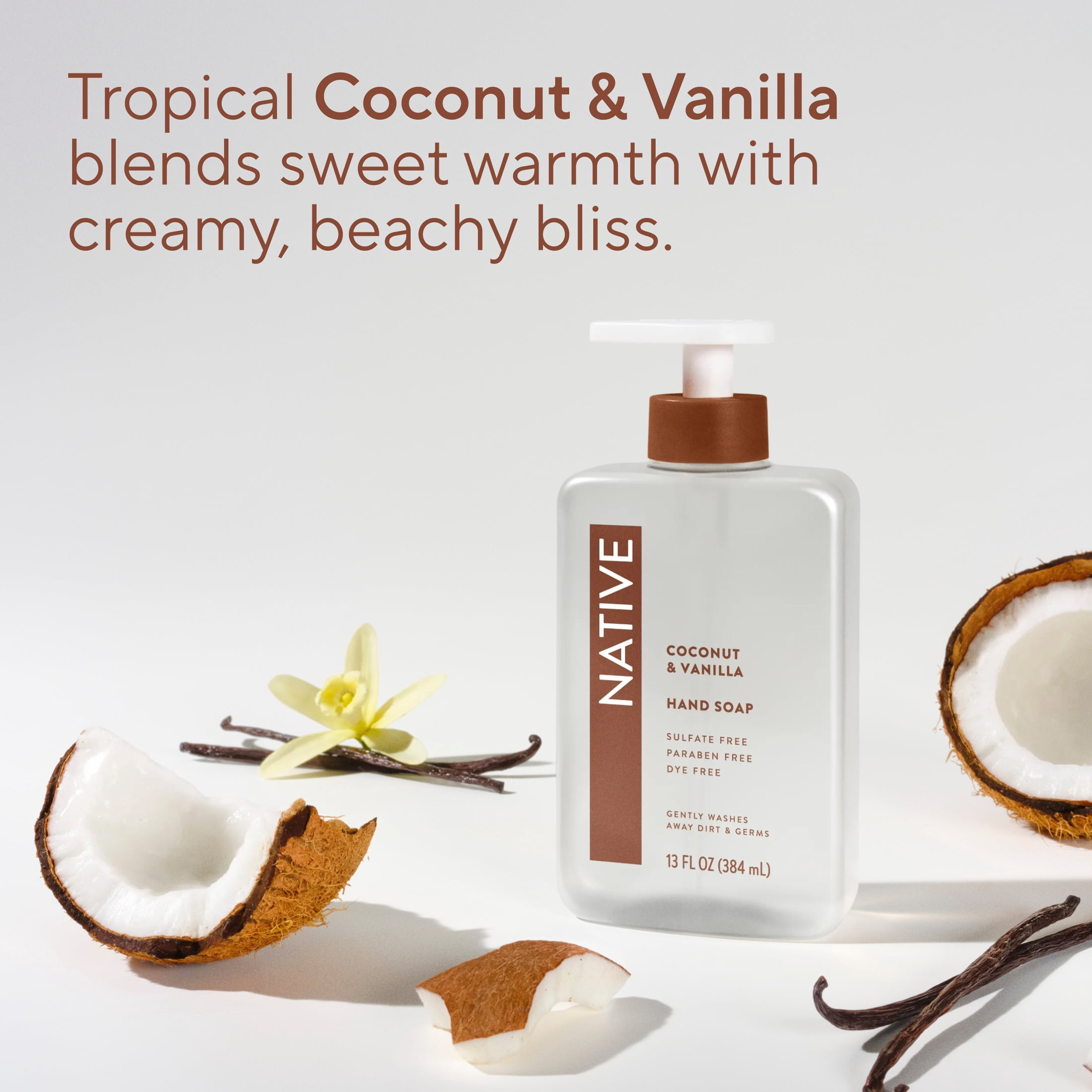 (6 pack) Native Liquid Hand Soap, Coconut & Vanilla, Non-drying, Naturally Derived Cleansers, Sulfate Free, 13 fl oz