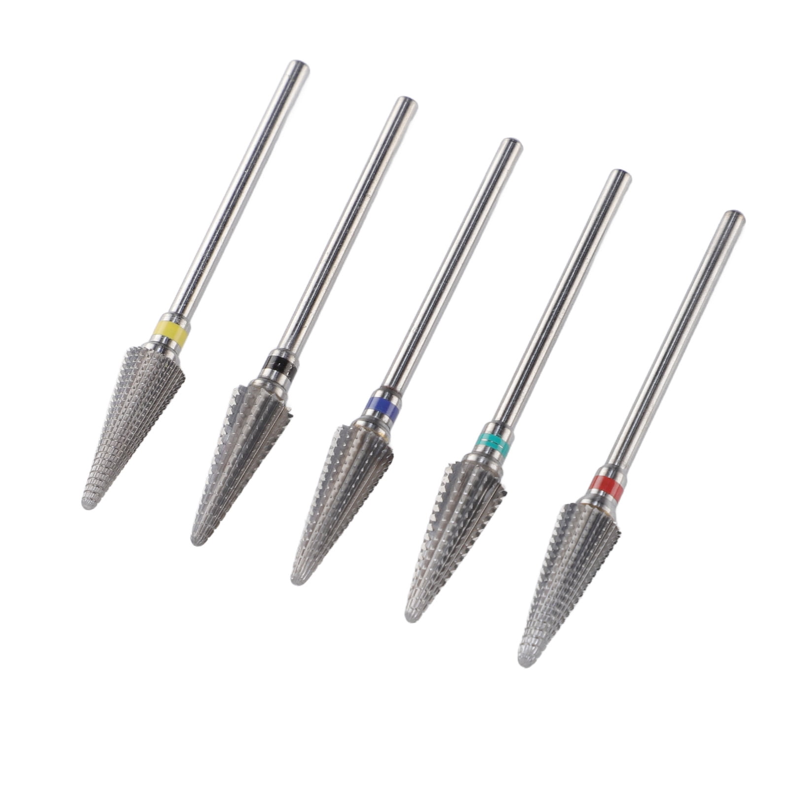Suodoka 5 Pcs Tungsten Carbide Tapered Nib Nail Drill Bits Set, Professional Manicure Pedicure Polishing Electric File Accessories for Acrylic Gel Natural Nails, Low Vibration Salon Quality Tools