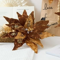 Upgraded Maillard Coffee Color Christmas Flower High-end Fabric Christmas Tree Dress Up Artificial Flower Christmas Decorations