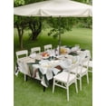 thumbnail image 4 of Outdoor Tablecloth with Umbrella Hole for Patio/Picnic/Party/Camping, Spring Floral Waterproof Table Cloth Rectangle Table Cover Washable, White Magnolia Flowers Barn Door Farmhouse Beige (60"x 120"), 4 of 8