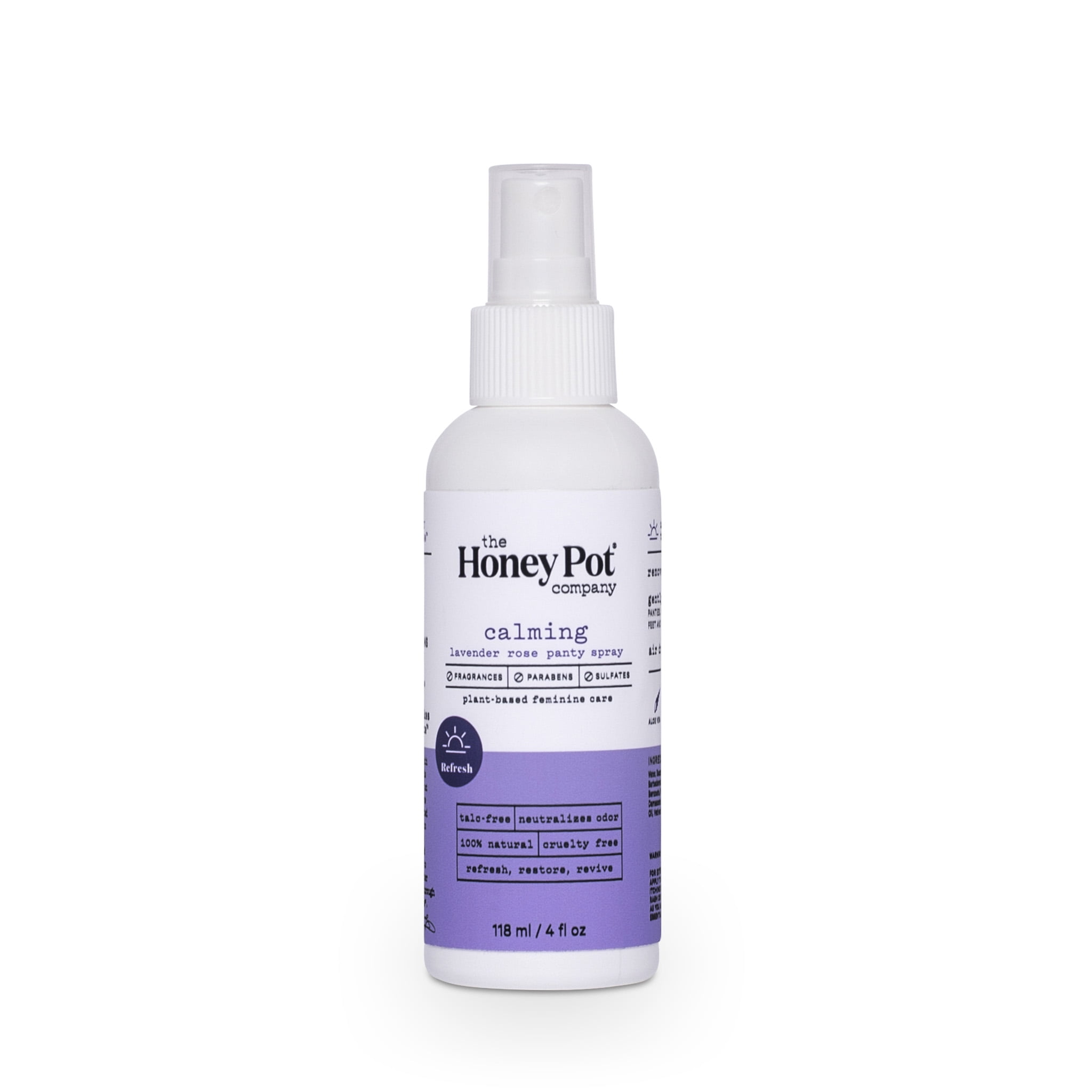 The Honey Pot Calming Lavender Rose Panty Spray/Deodorant, 4 fl oz, Plant Derived Feminine Care