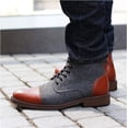 thumbnail image 4 of Botas de vestir para hombre, botas Chelsea para hombre, botines Chukka de cuero con cordones, elegantes y cómodos, con bloques de color., 4 of 5