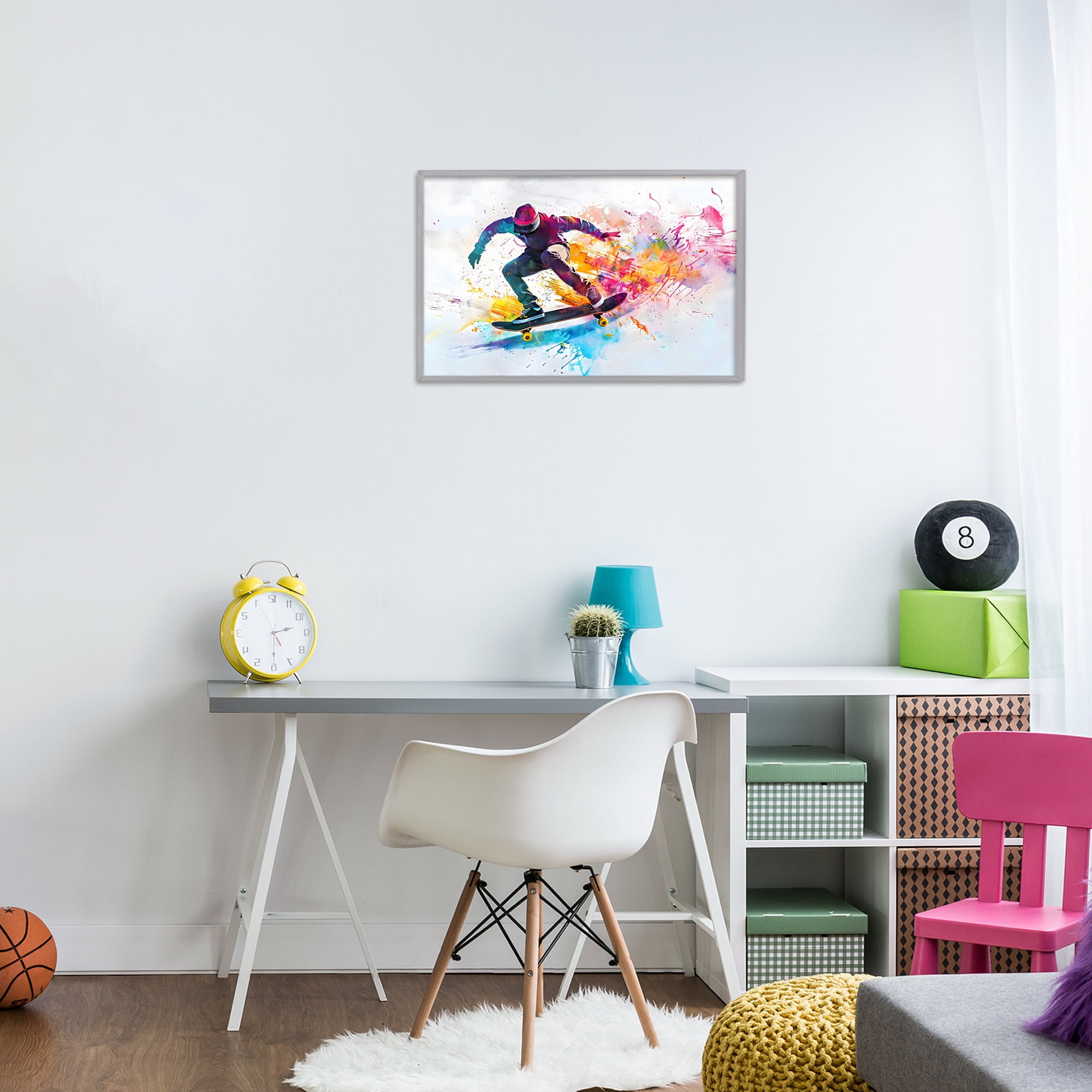 Stupell Industries Skateboarder in Motion Gray Framed Giclee Art, design by Creative Studio