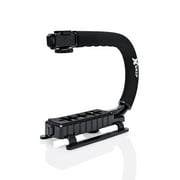 opteka x-grip professional camera / camcorder action stabilizing handle with accessory shoe for flash, mic, or video light (black)