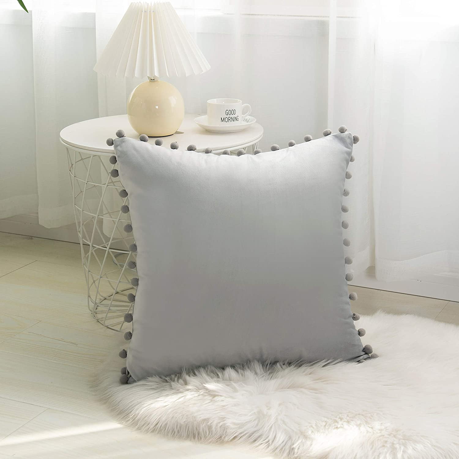 Velvet Soft Solid Decorative Square Throw Pillow Covers Set 20 x 20 Inch Silver Grey
