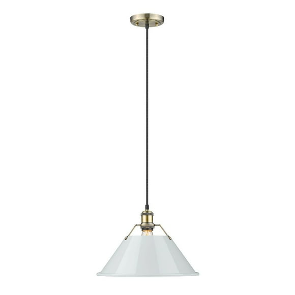 Orwell 1-Light Pendant in Aged Brass with Dusky Blue