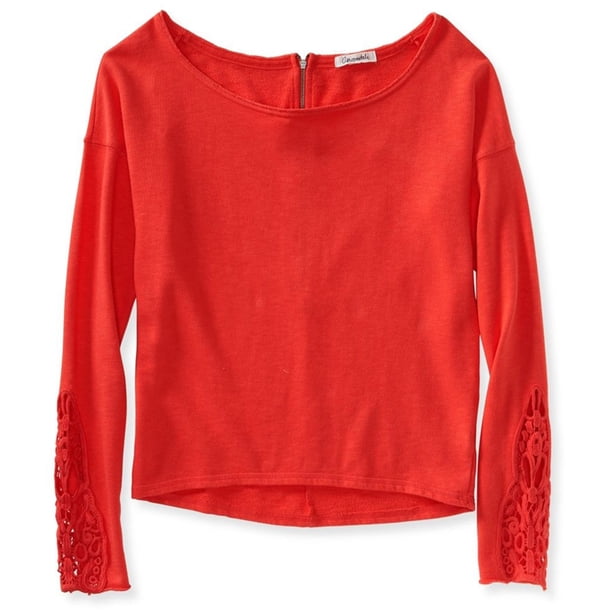 Camiseta adornada Aeropostale con encaje en la espalda para mujer naranja extragrande