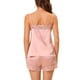thumbnail image 3 of Conjuntos de pijama de satén para mujer INSPIRE CHIC con tirantes de encaje y pantalones cortos, 2 piezas, conjuntos de lounge de seda, XL, rosa, 3 of 6