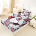 thumbnail image 5 of Manfei Terrazzo Tile Twin Sheets, Modern Stone Mosaic Bedding, Reddish Brown, 3 Pieces, 1 Flat Sheet, 1 Fitted Sheet and 1 Pillowcase, 5 of 6