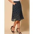 thumbnail image 3 of DARING DIVA Women's Floral Print A-Line Midi Skirt Skirts XL Navy Blue, 3 of 6