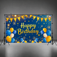 thumbnail image 6 of Blue Background Happy Birthday Banner with Balloon Star and Firework Elements Party Decoration Photography Props for Birthday Party Celebration Event Decor Backdrop, 6 of 7
