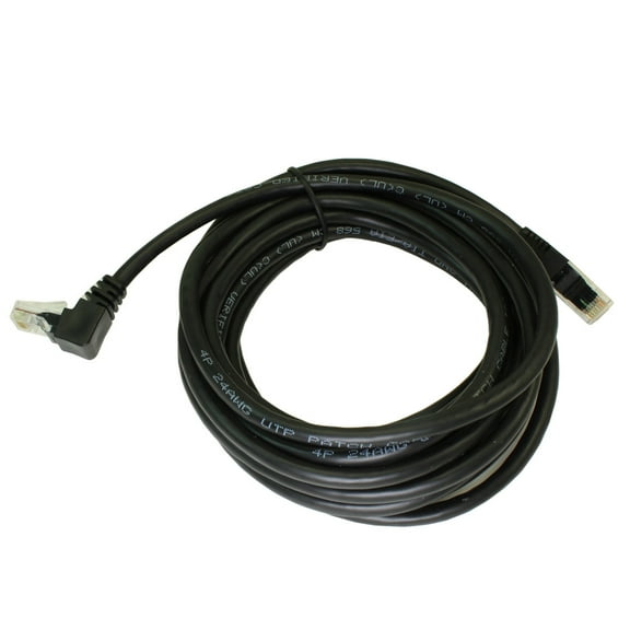 10ft Cat6 ANGLED-DOWN Ethernet RJ45 Patch Cable, NON-BOOTED, BLACK