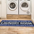 thumbnail image 2 of Ottomanson Machine Washable Text 2x5 Flatweave Cotton Laundry Room Runner Rug, 20" x 59", Navy, 2 of 9