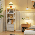 thumbnail image 3 of Satifur 4-Tier 57" H Bookshelf and Bookcase with 2 Removable Drawers, Narrow Display Shelf for Living Room, White, 3 of 8
