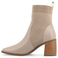 thumbnail image 3 of Journee Womens Harlowe Chelsea Knit and Vegan Leather Booties, Widths Available, 3 of 10